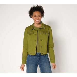 Studio Park Women's Jacket Sz L x Rosina Grosso Short Denim Green A688865
